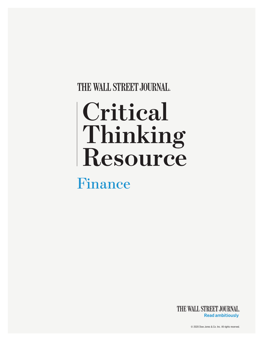 Critical Thinking Resource Finance