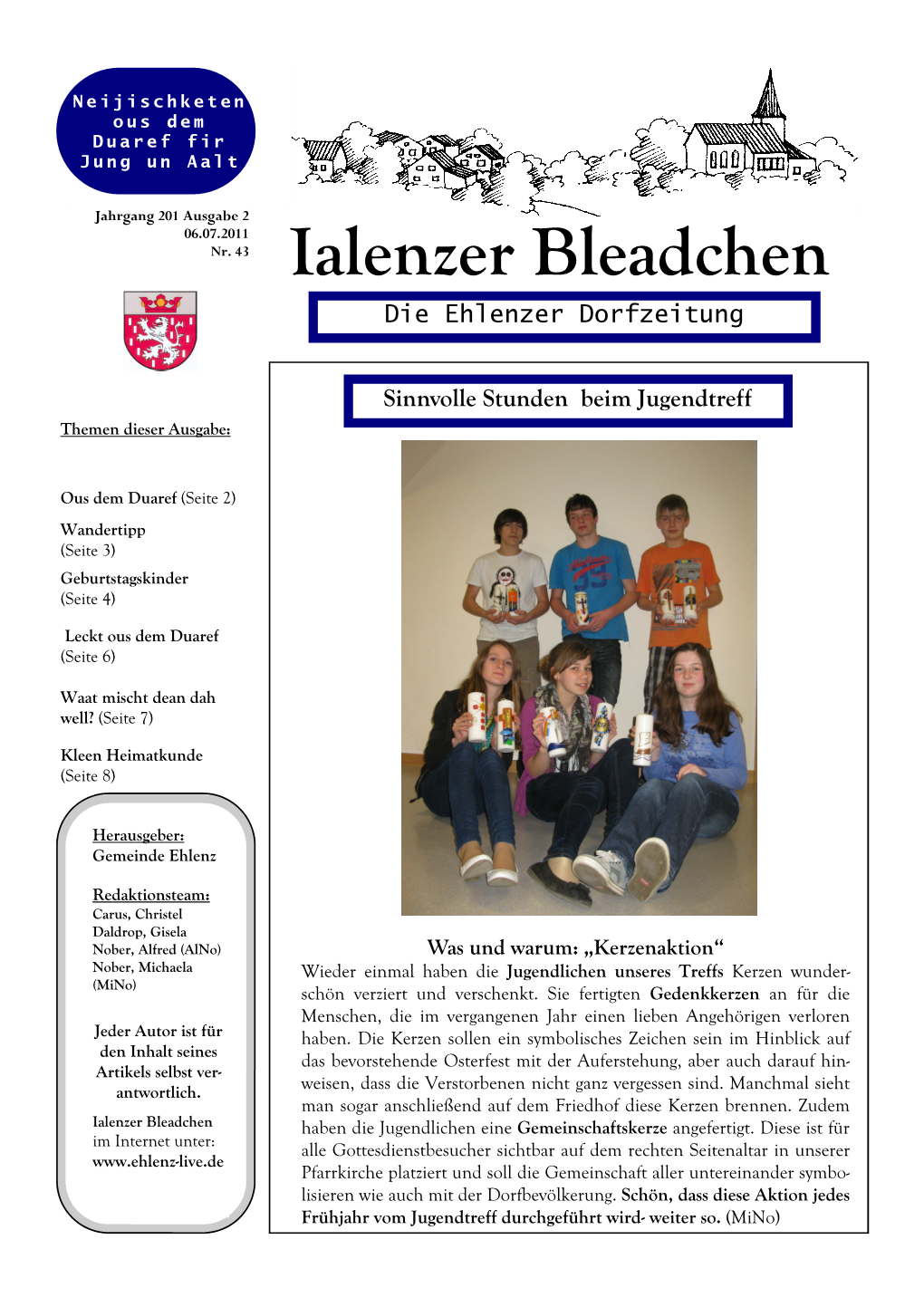 Ialenzer Bleadchen Die Ehlenzer Dorfzeitung