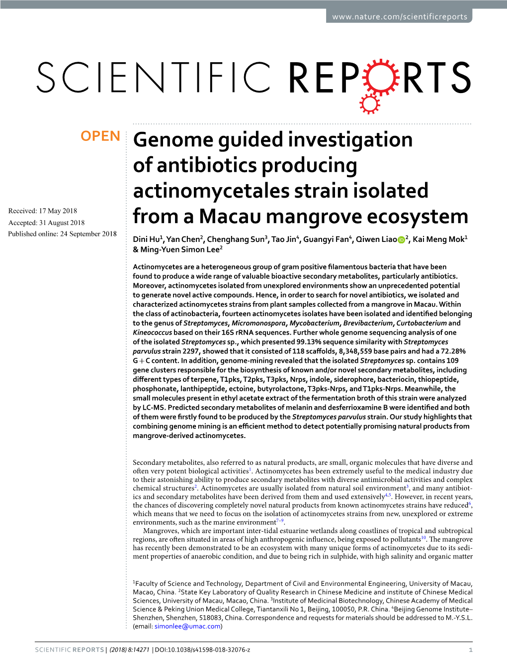 Genome Guided Investigation of Antibiotics Producing