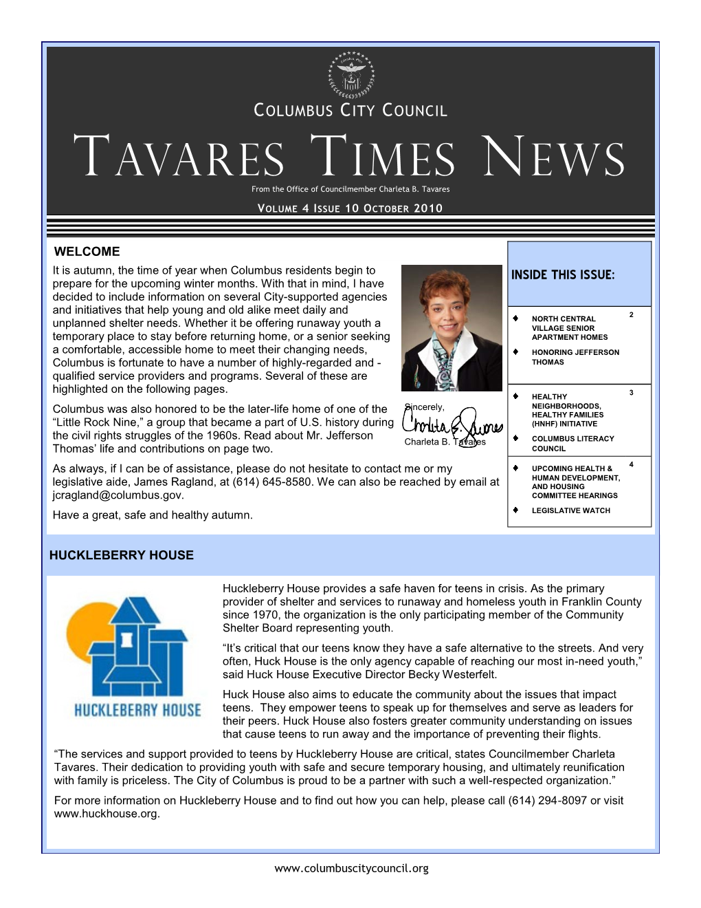 TAVARES TIMES NEWS from the Office of Councilmember Charleta B