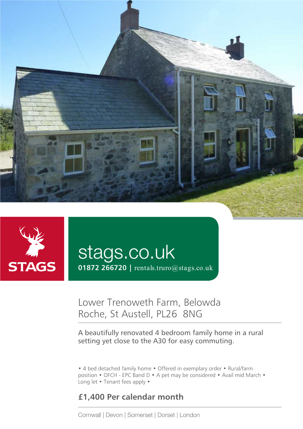 Stags.Co.Uk 01872 266720 | Rentals.Truro@Stags.Co.Uk