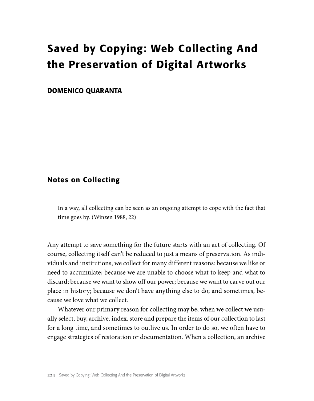 Saved by Copying: Web Collecting and the Preservation of Digital Artworks