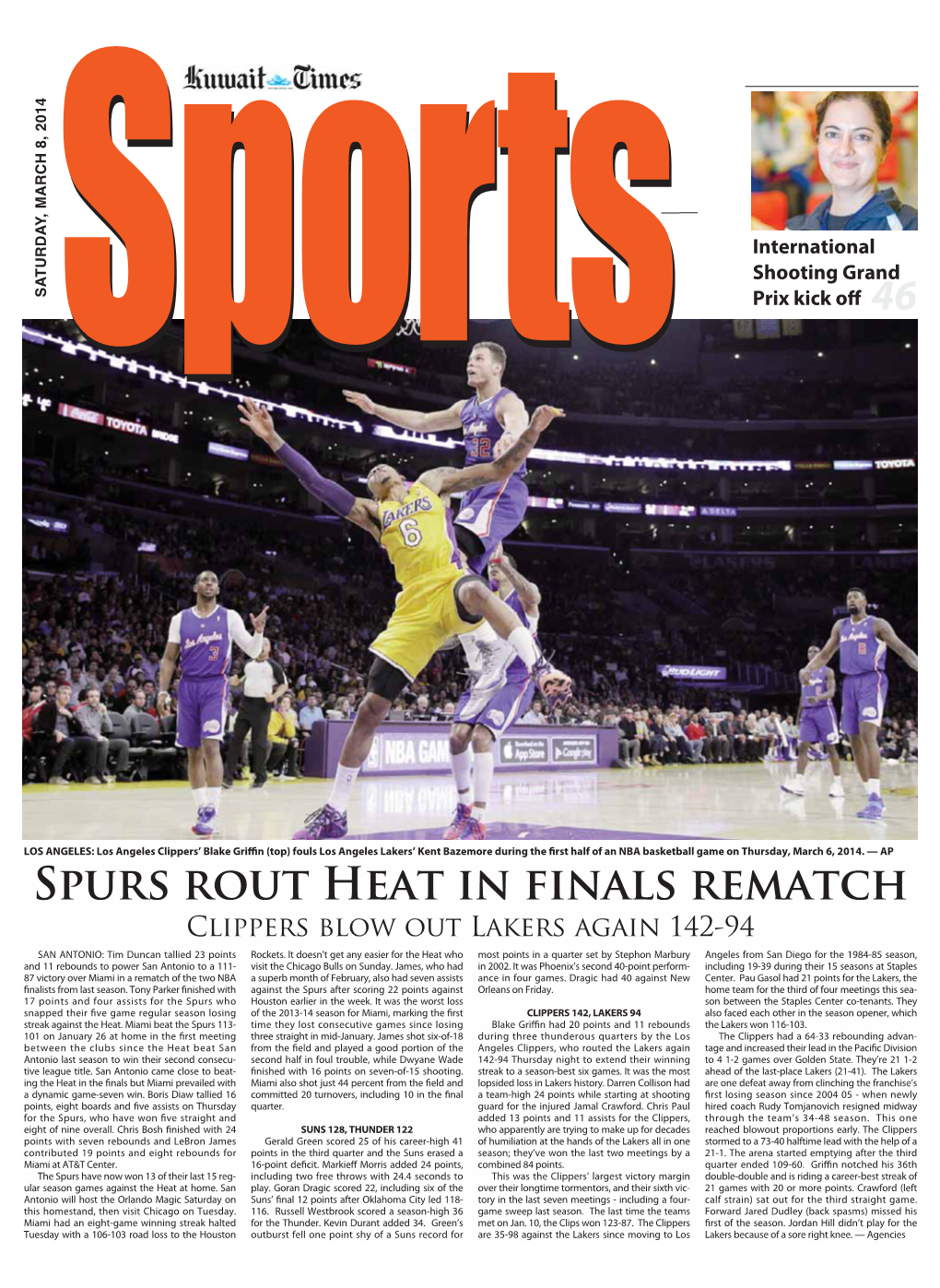 Spurs Rout Heat in Finals Rematch Clippers Blow out Lakers Again 142-94