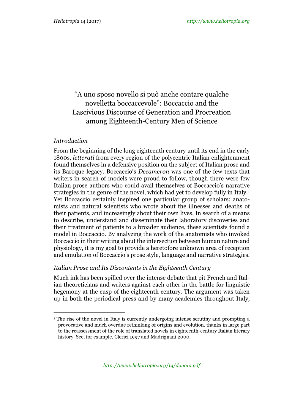 Boccaccio and the Lascivious Discourse of Generation and Procreation Among Eighteenth-Century Men of Science