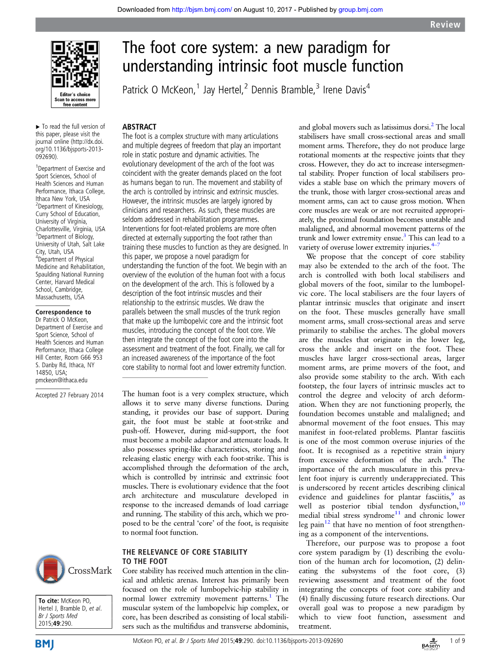 A New Paradigm for Understanding Intrinsic Foot Muscle Function