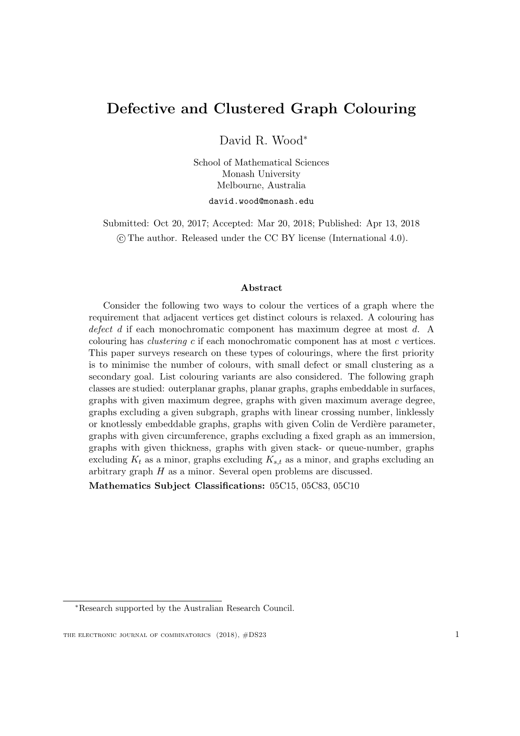 Defective and Clustered Graph Colouring