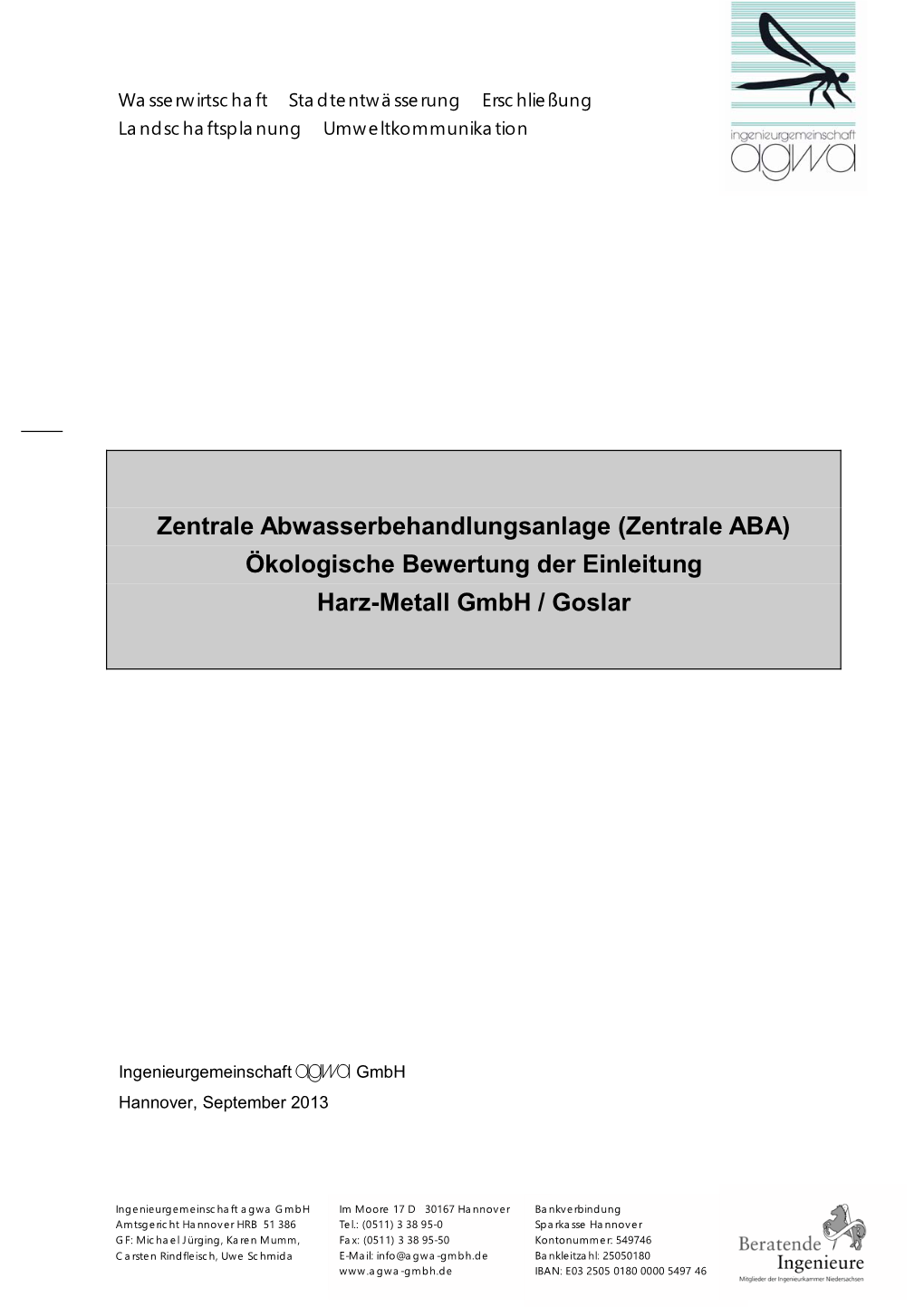 Ökologische Bewertung Der Einleitung Harz-Metall Gmbh / Goslar