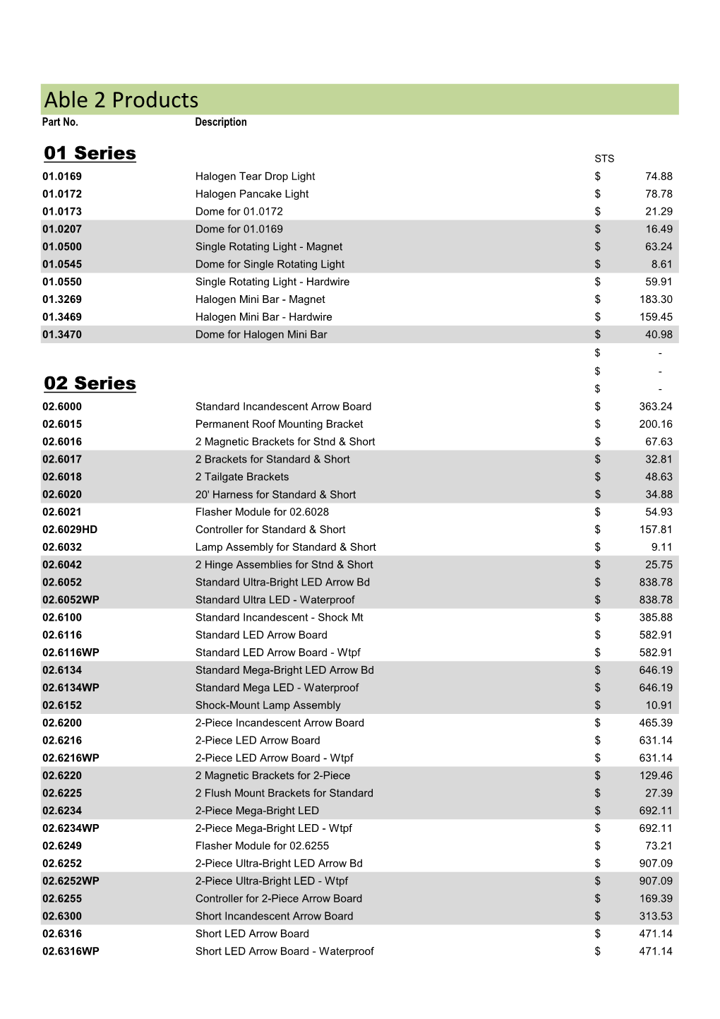 2014 STS Pricing.Xlsx