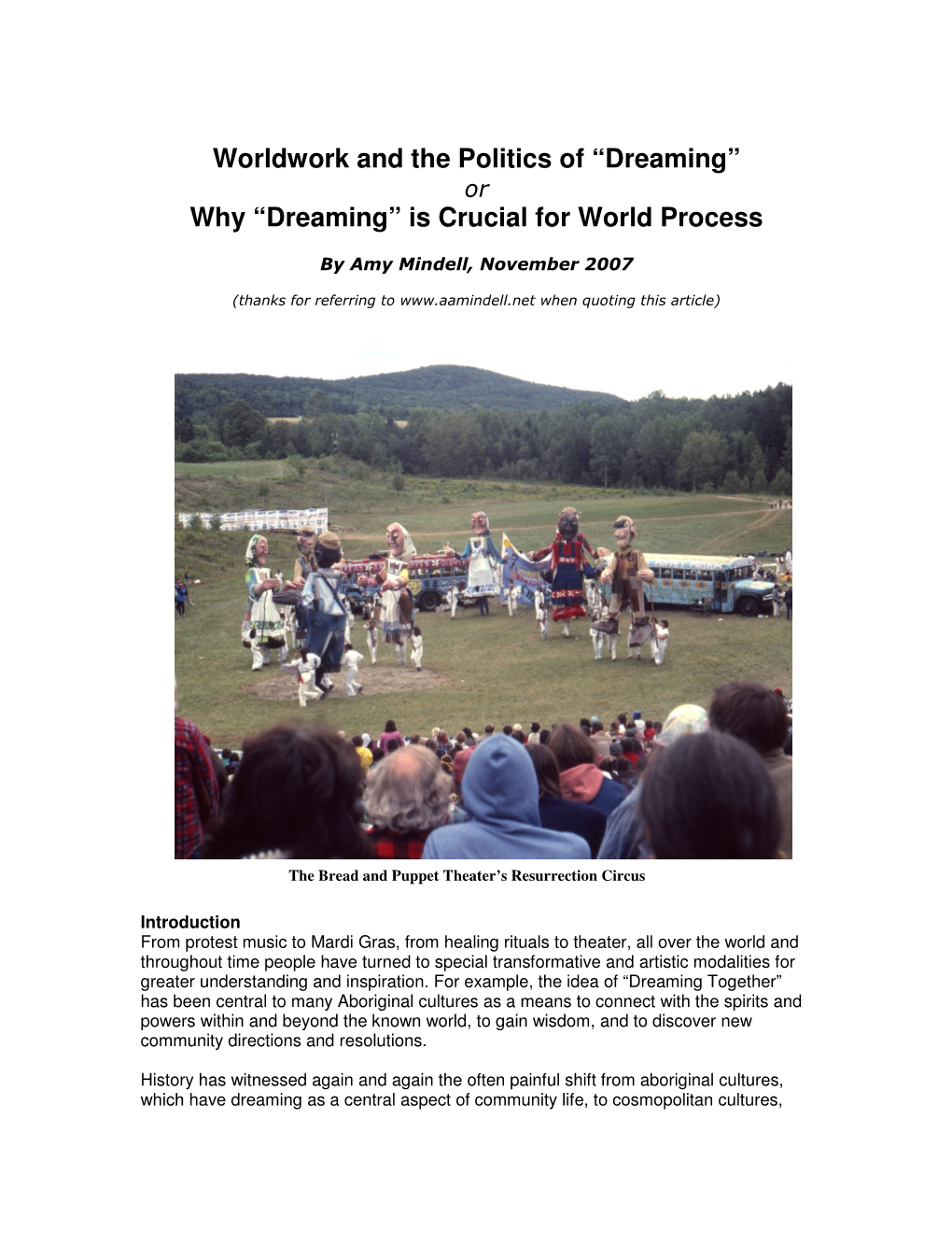 Worldwork and the Politics of “Dreaming” Why “Dreaming” Is