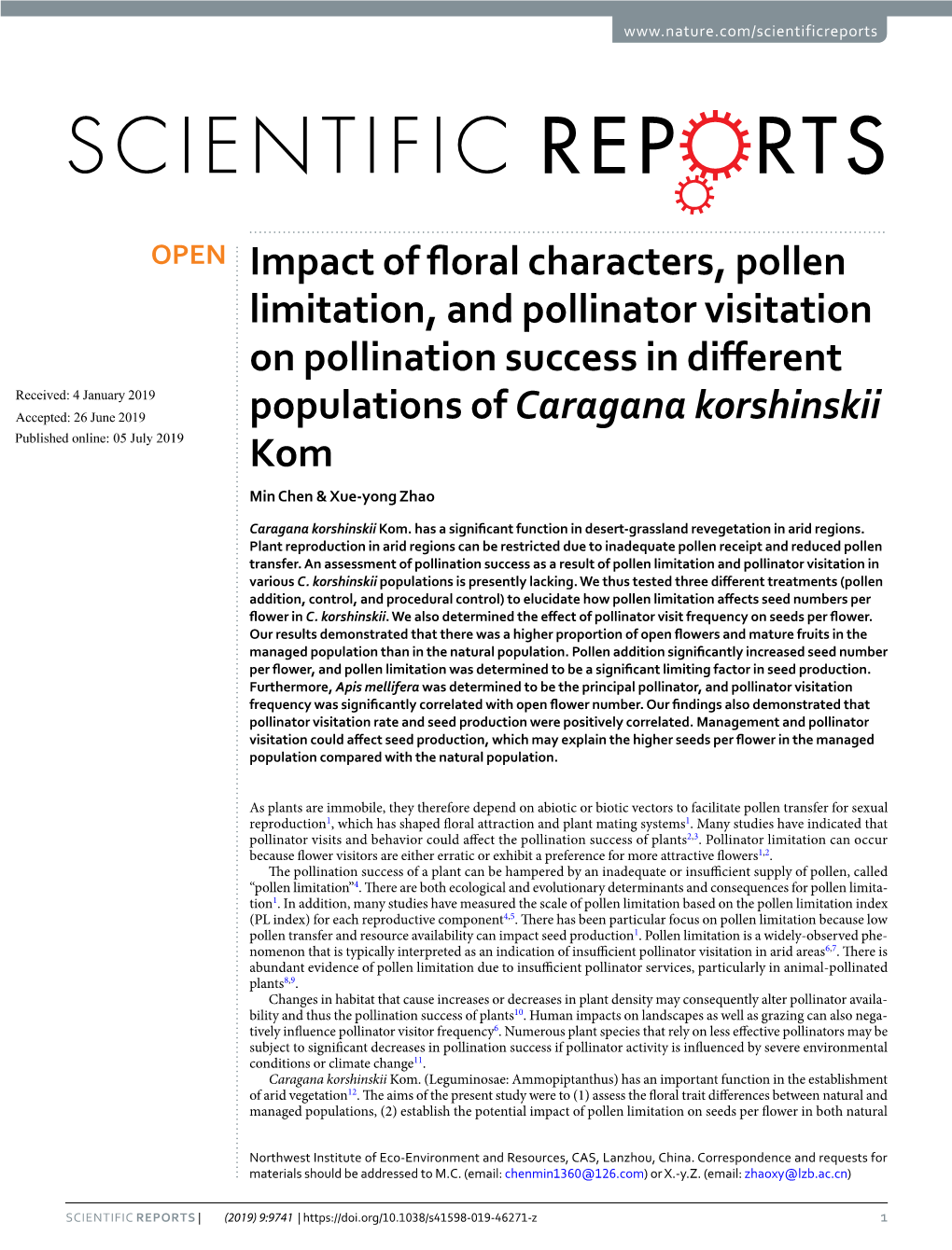 Impact of Floral Characters, Pollen Limitation, and Pollinator Visitation