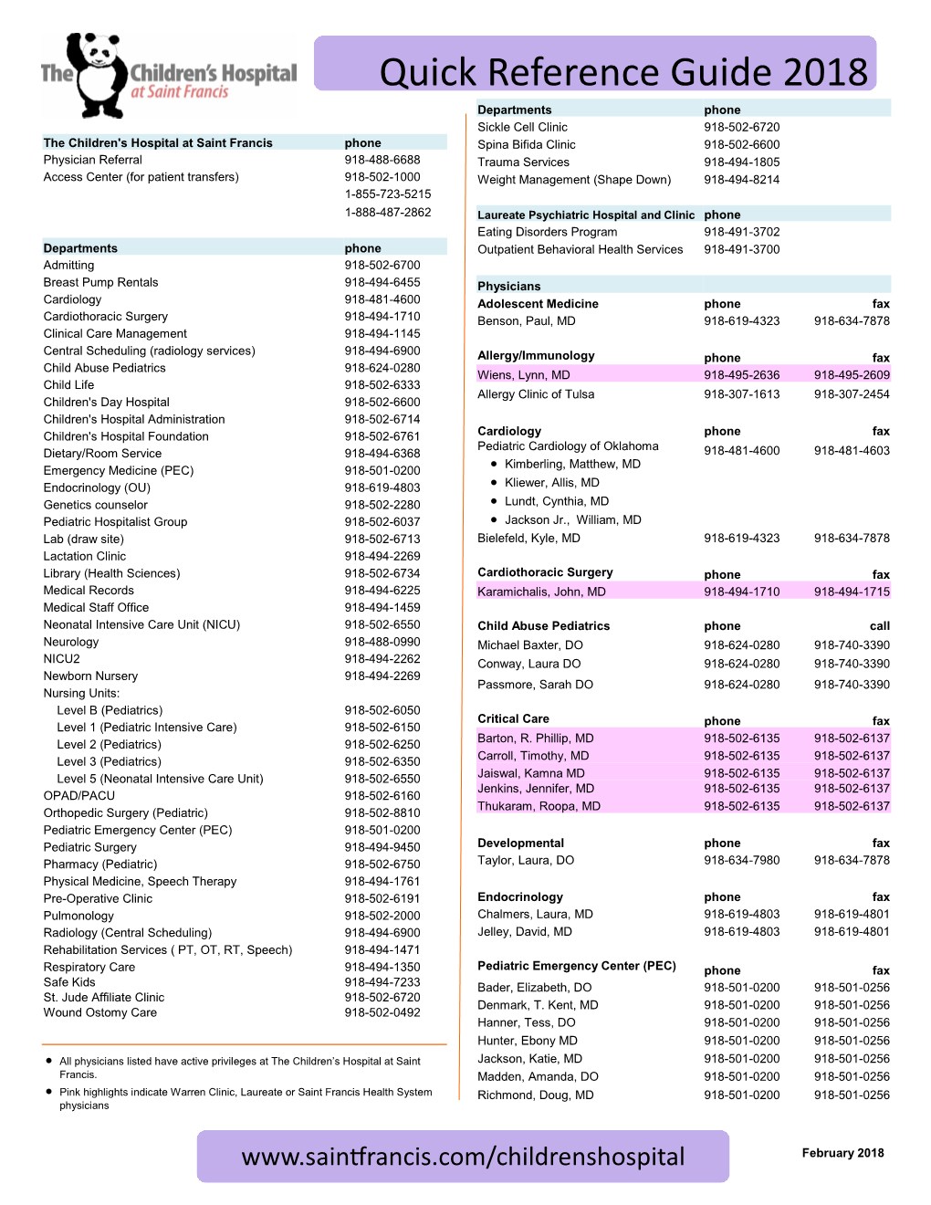 Quick Reference Guide 2018