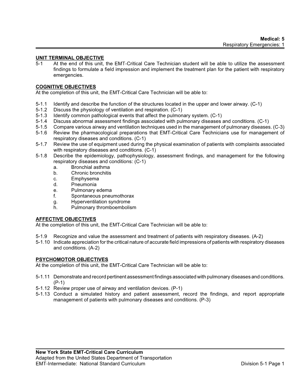 Lesson 1: Respiratory Emergencies