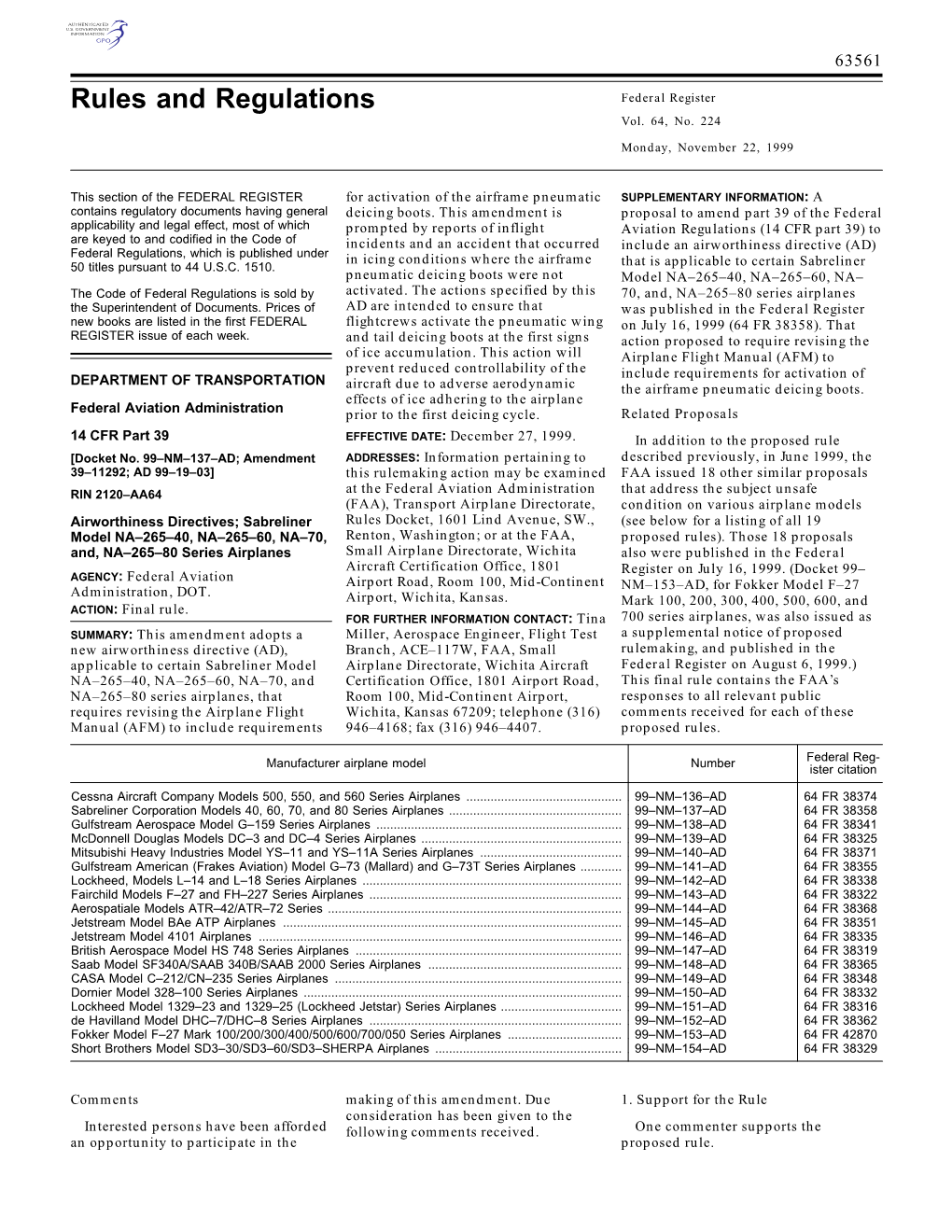 Rules and Regulations Federal Register Vol