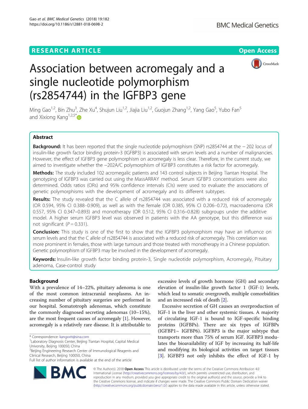 Association Between Acromegaly and a Single Nucleotide Polymorphism