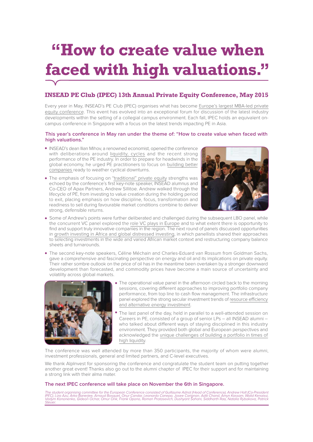 “How to Create Value When Faced with High Valuations.”