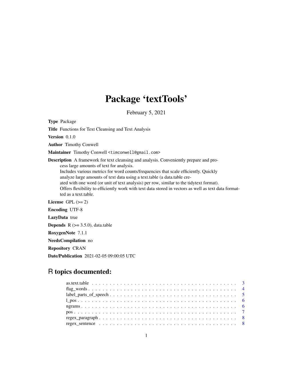 Package 'Texttools'