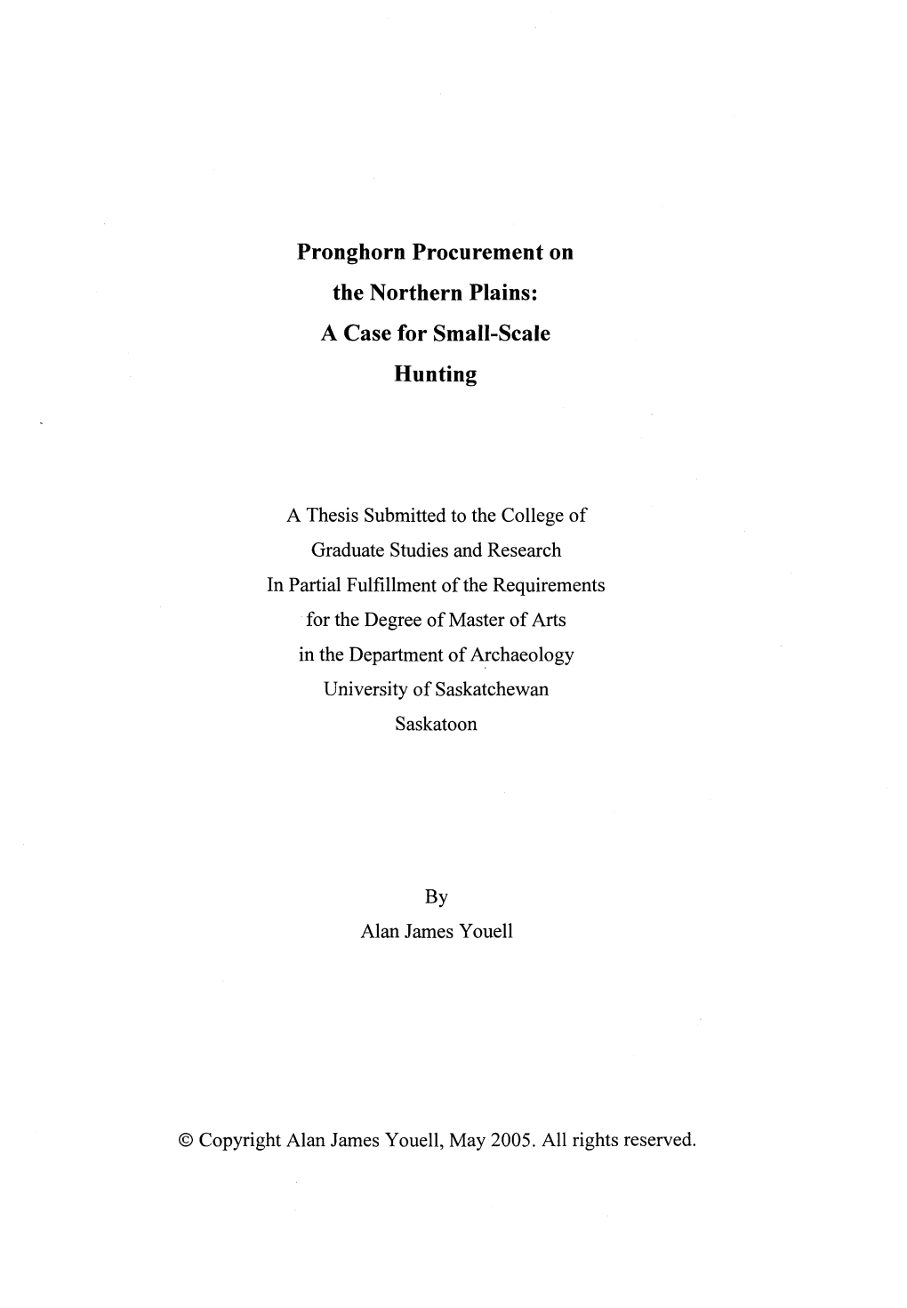 Pronghorn Procurement on the Northern Plains: a Case for Small-Scale Hunting