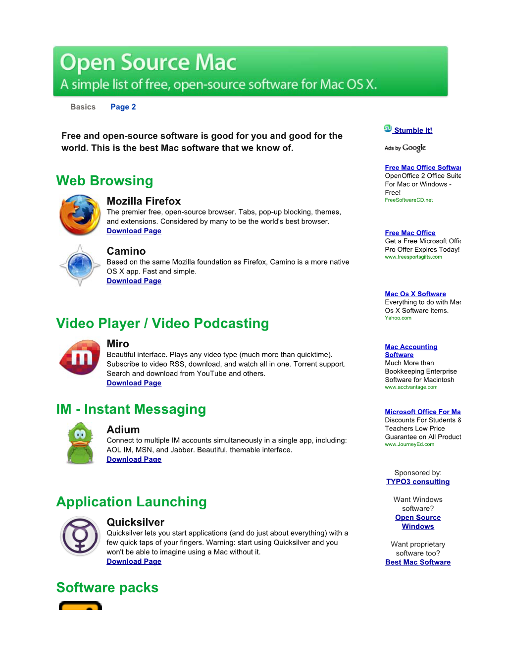 Web Browsing Video Player / Video Podcasting IM