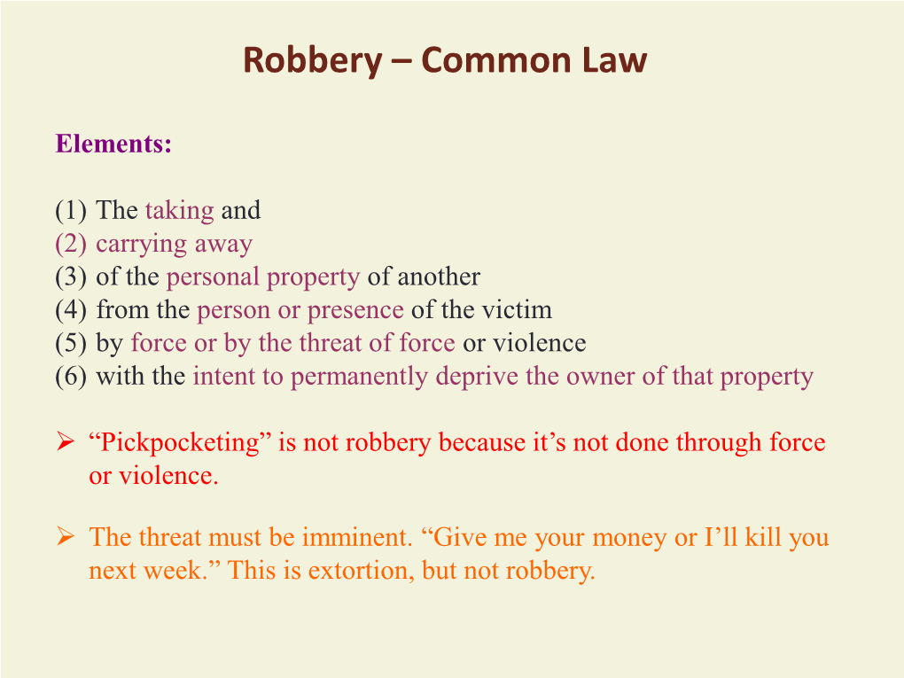 Robbery – Common Law