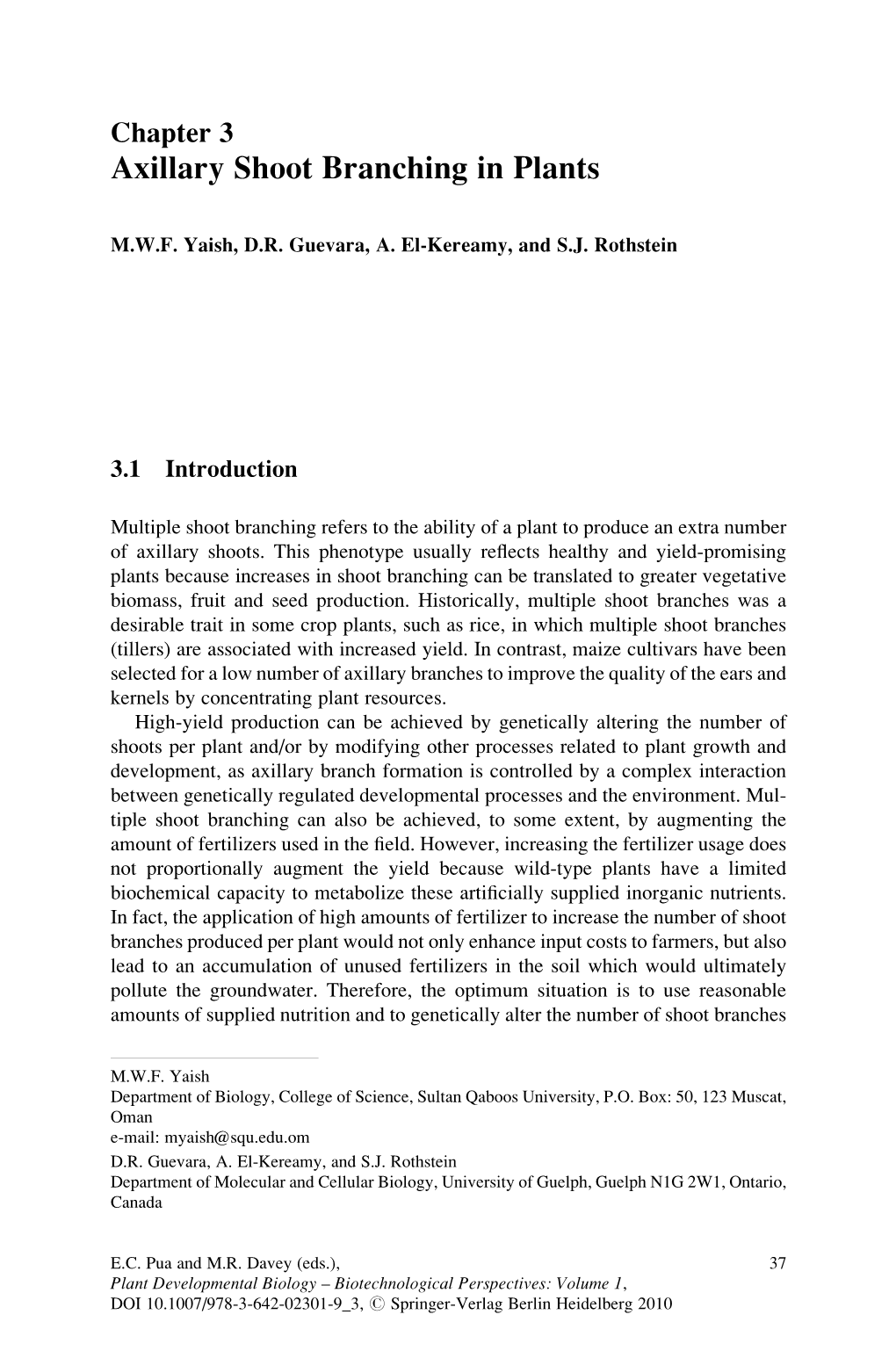 Chapter 3 Axillary Shoot Branching in Plants