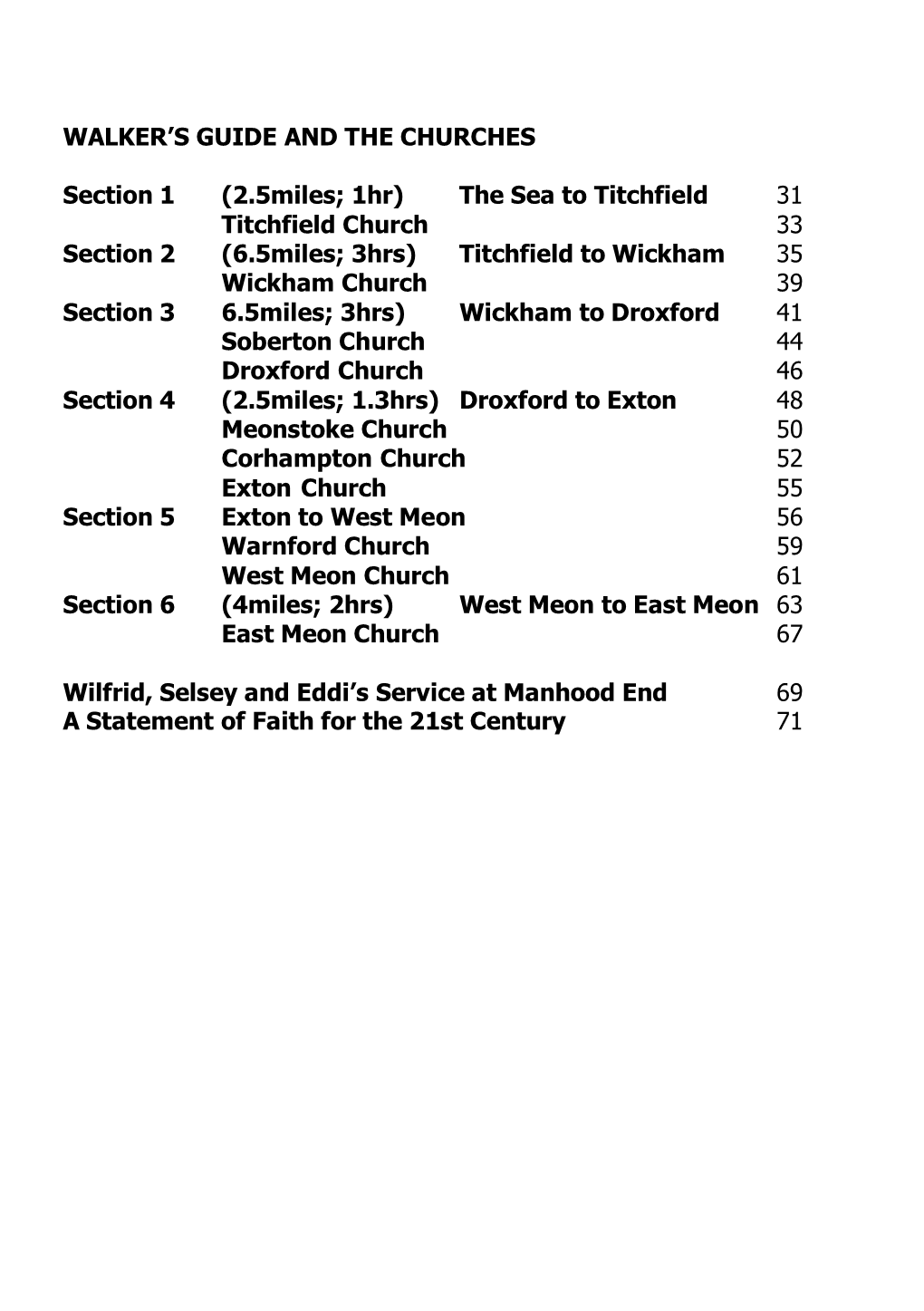 WALKER's GUIDE and the CHURCHES Section 1 (2.5Miles