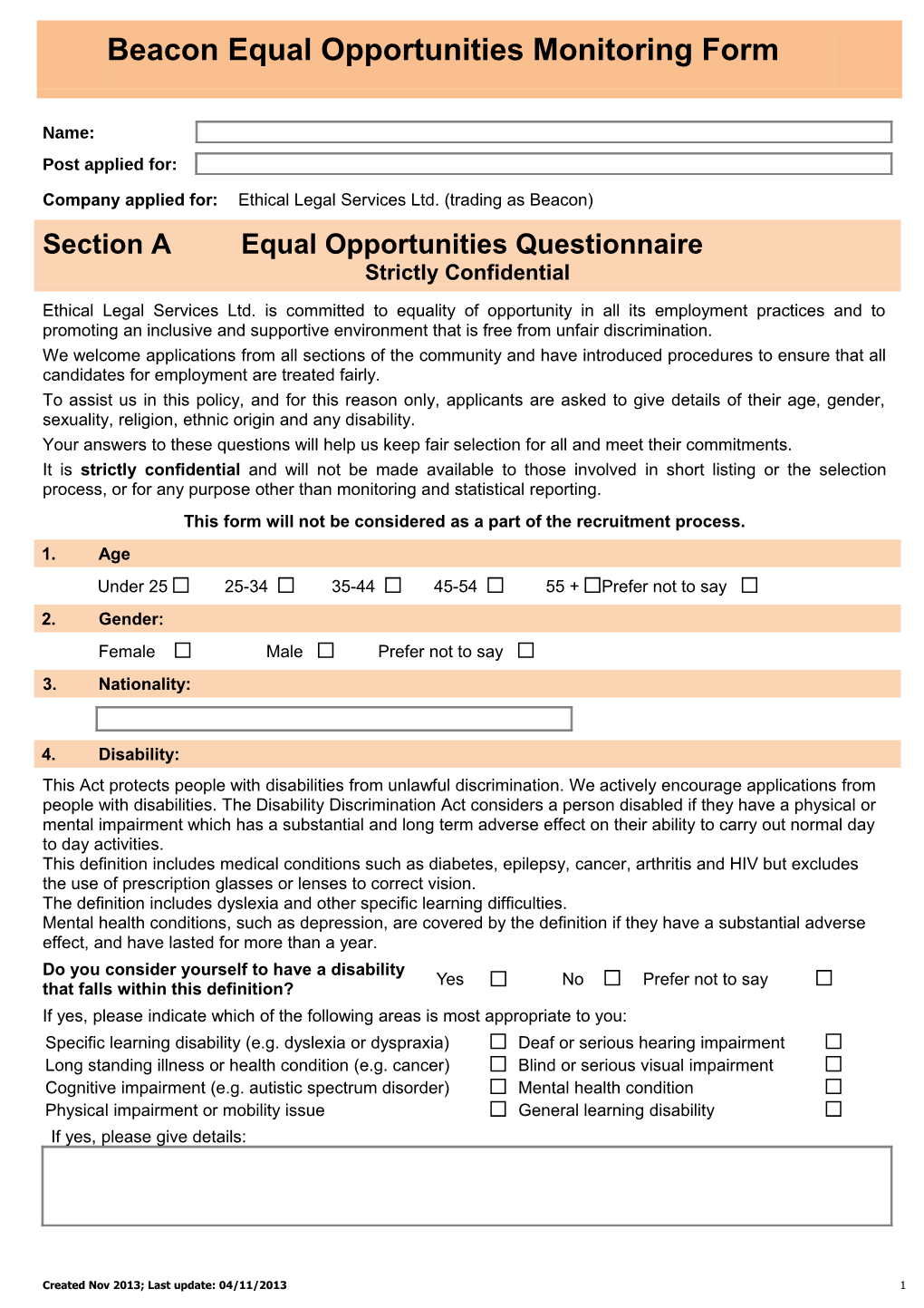 Job Application Form Template s14