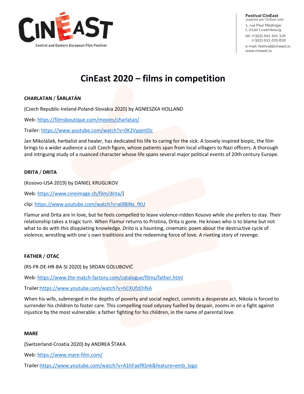 Cineast 2020 – Films in Competition