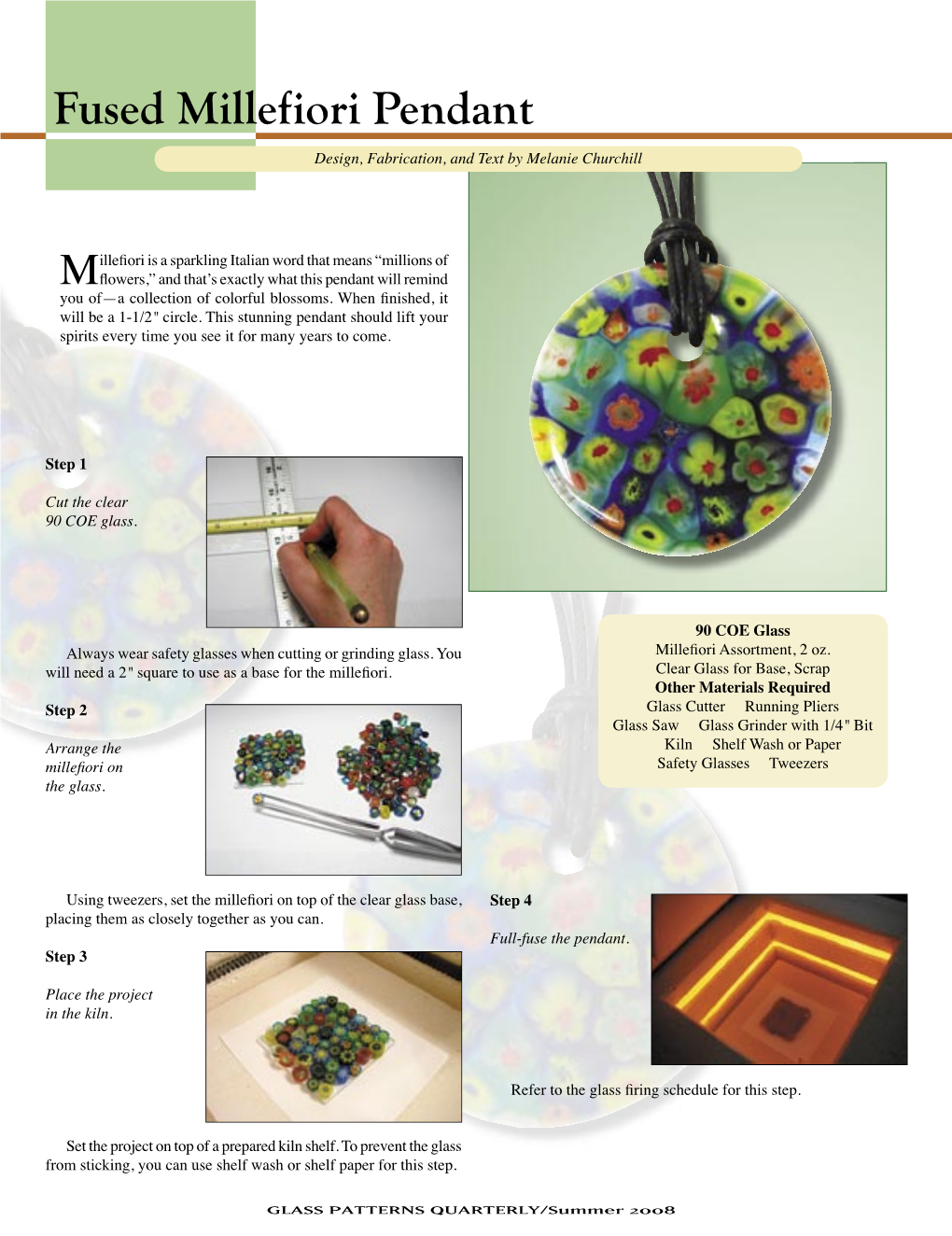 Fused Millefiori Pendant Design, Fabrication, and Text by Melanie Churchill