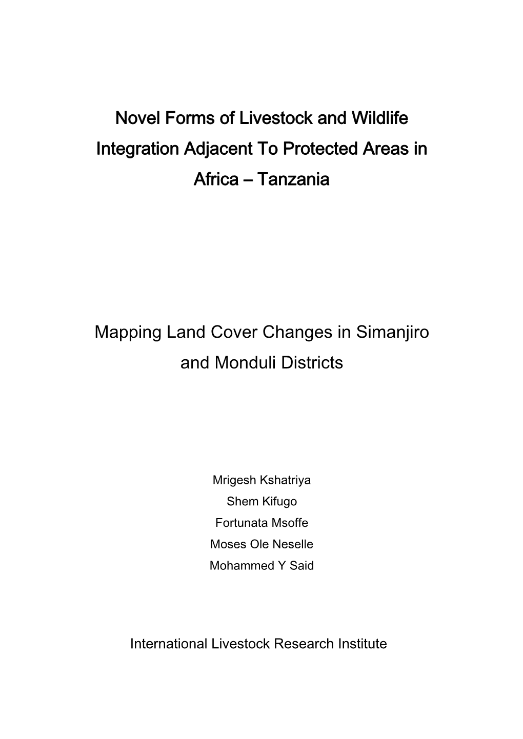 Tanzania Mapping Land Cover Changes