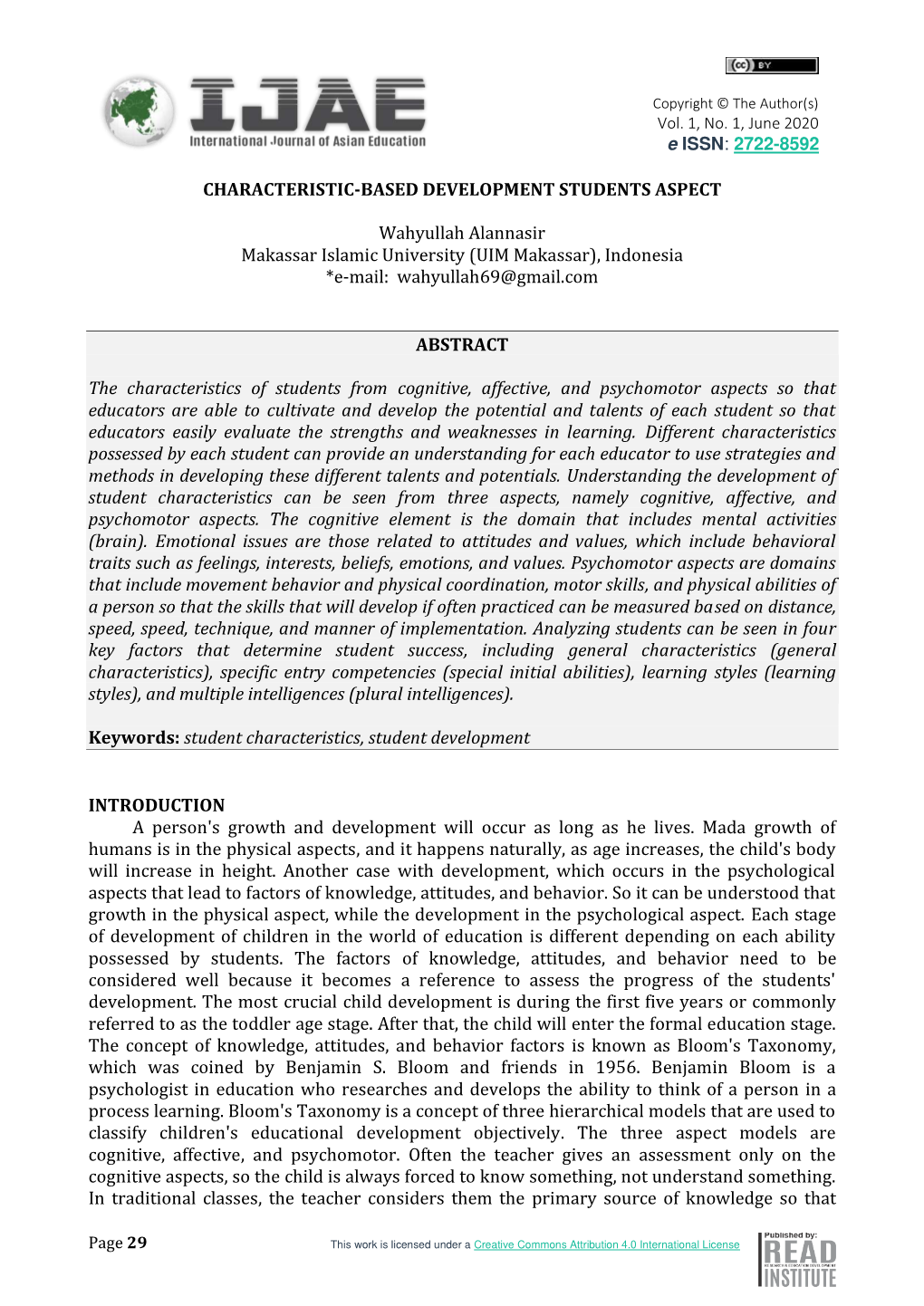 Characteristic-Based Development Students Aspect