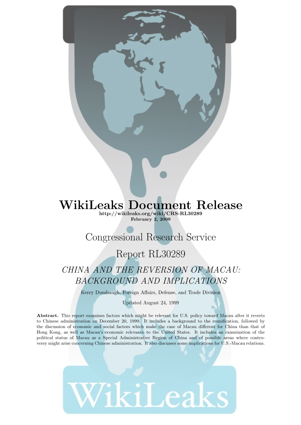 Wikileaks Document Release February 2, 2009