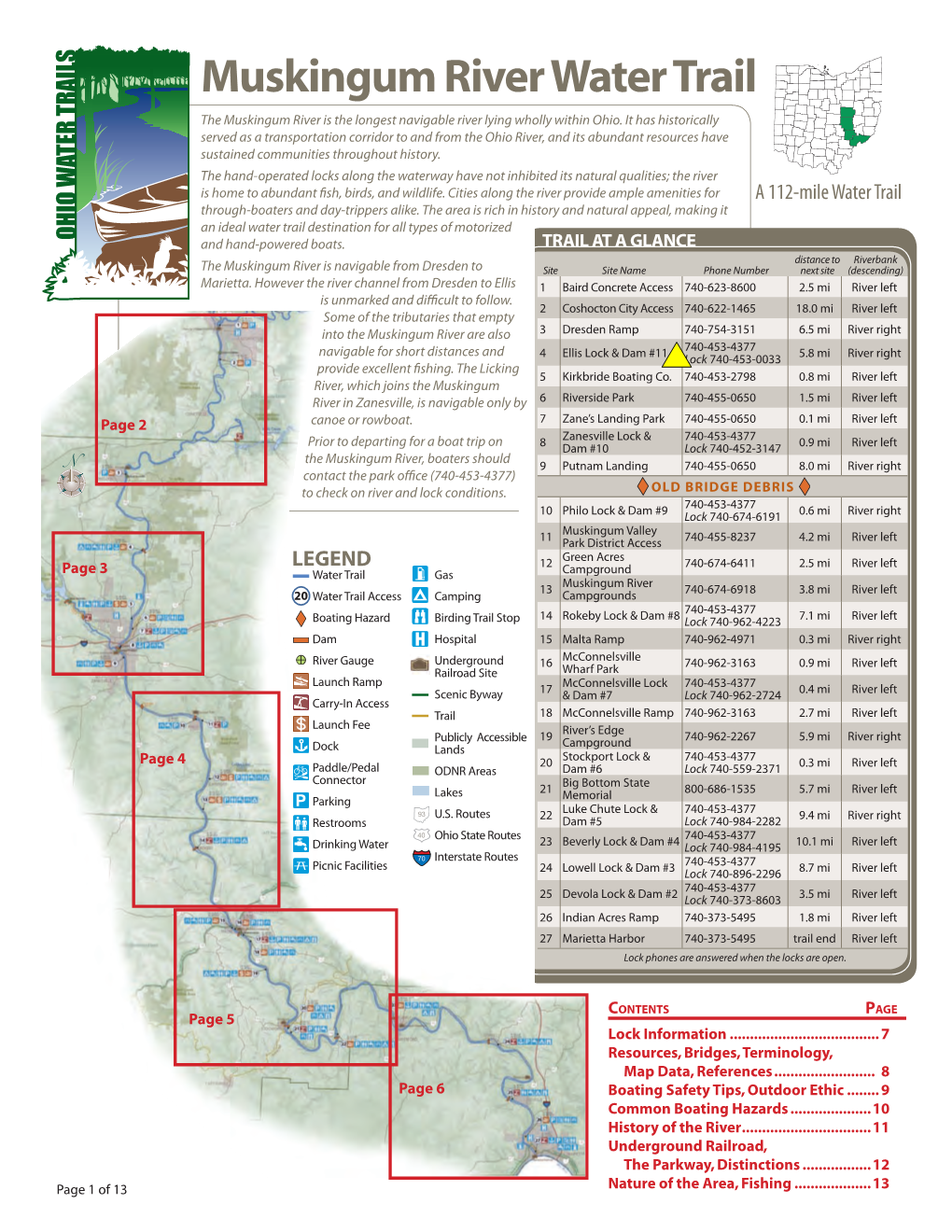 Muskingum River Water Trail Map