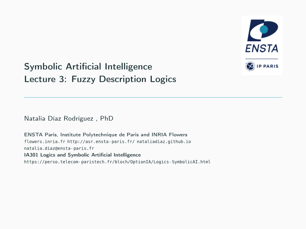 Symbolic Artificial Intelligence Lecture 3: Fuzzy Description Logics