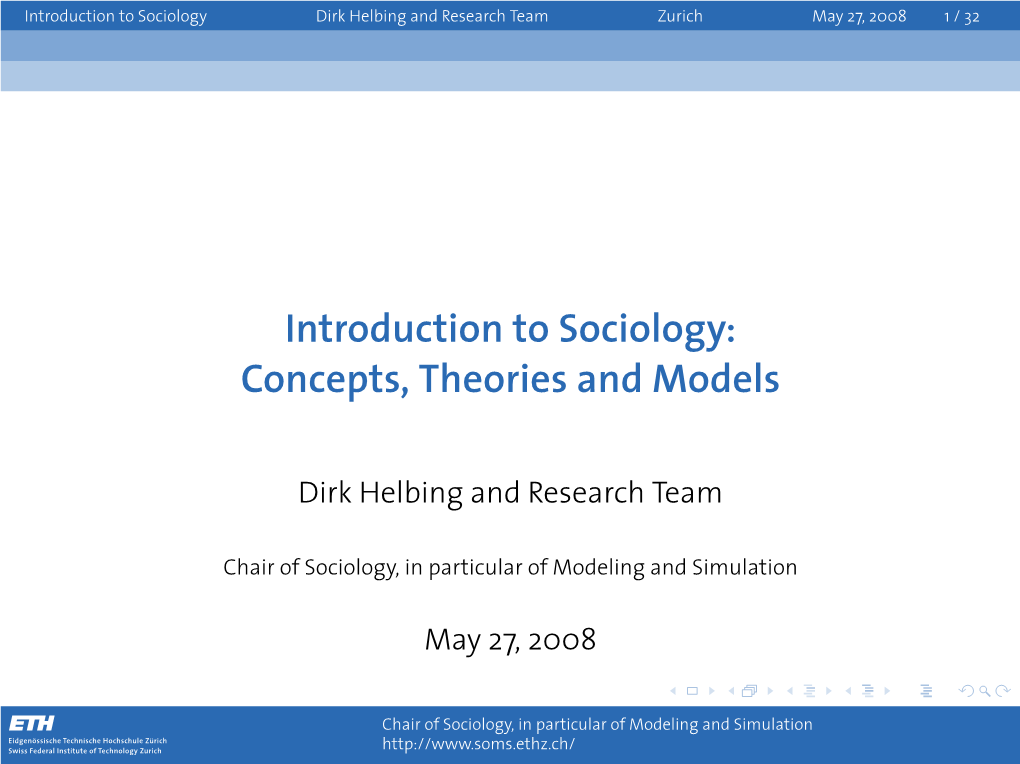 Introduction to Sociology: Concepts, Theories and Models