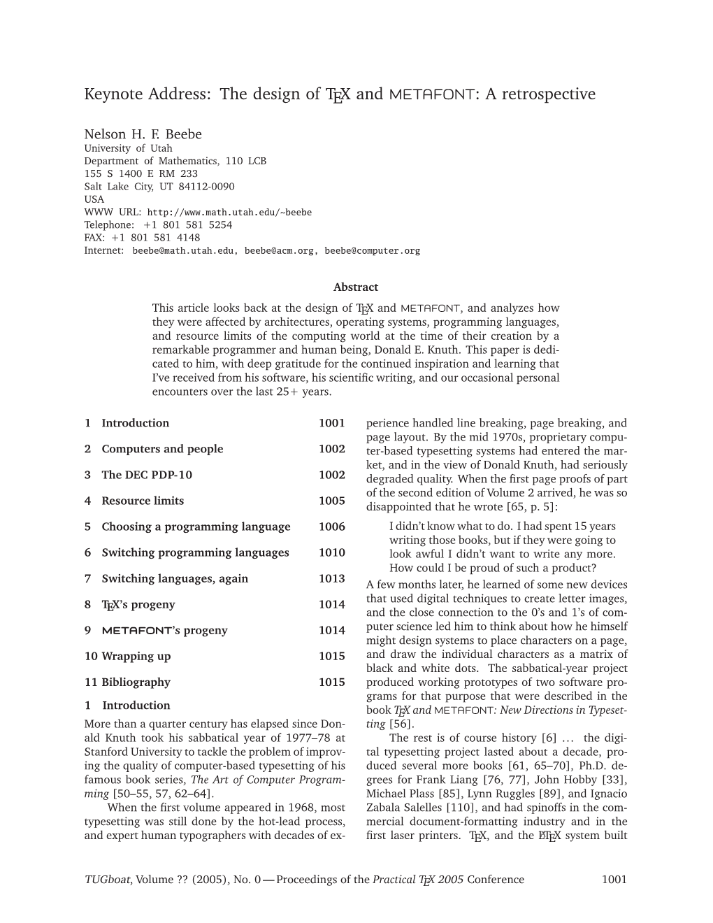 Keynote Address: the Design of TEX and Metafont: a Retrospective