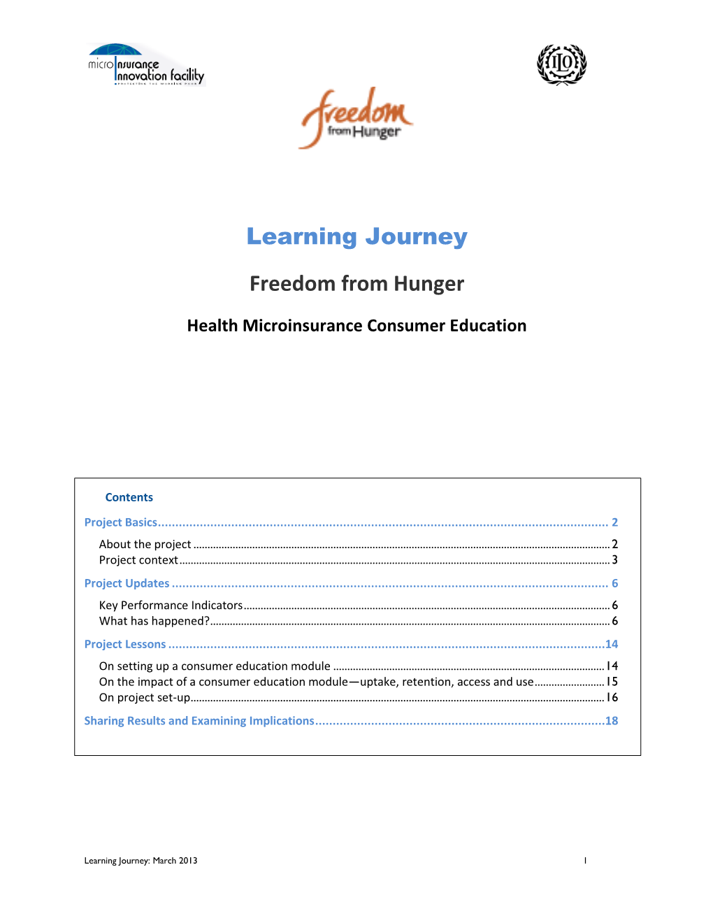 Freedom from Hunger Learning Journey