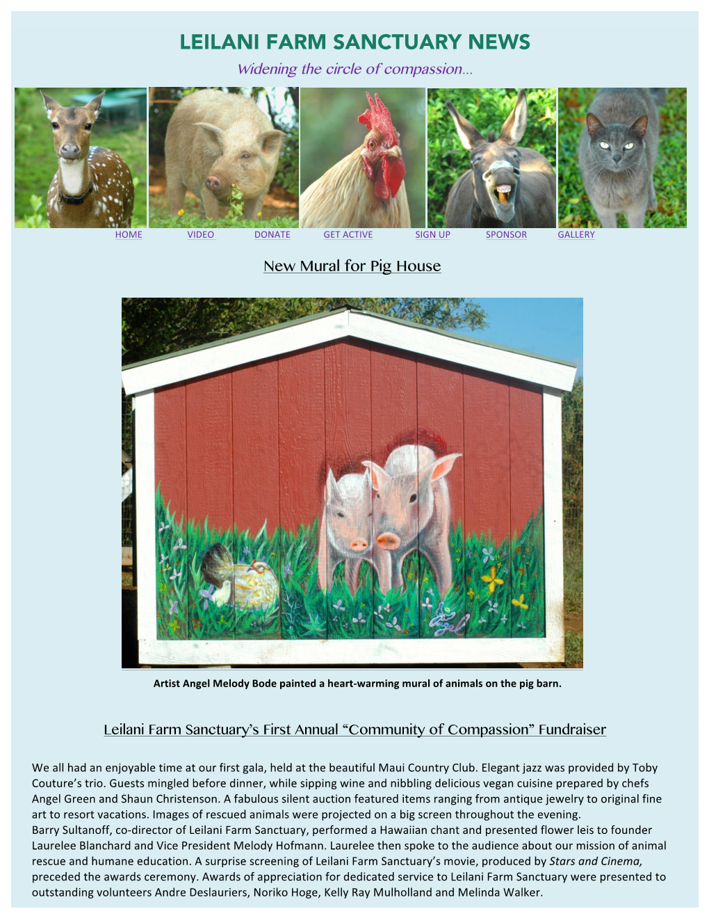 LEILANI FARM SANCTUARY NEWS Widening the Circle of Compassion…