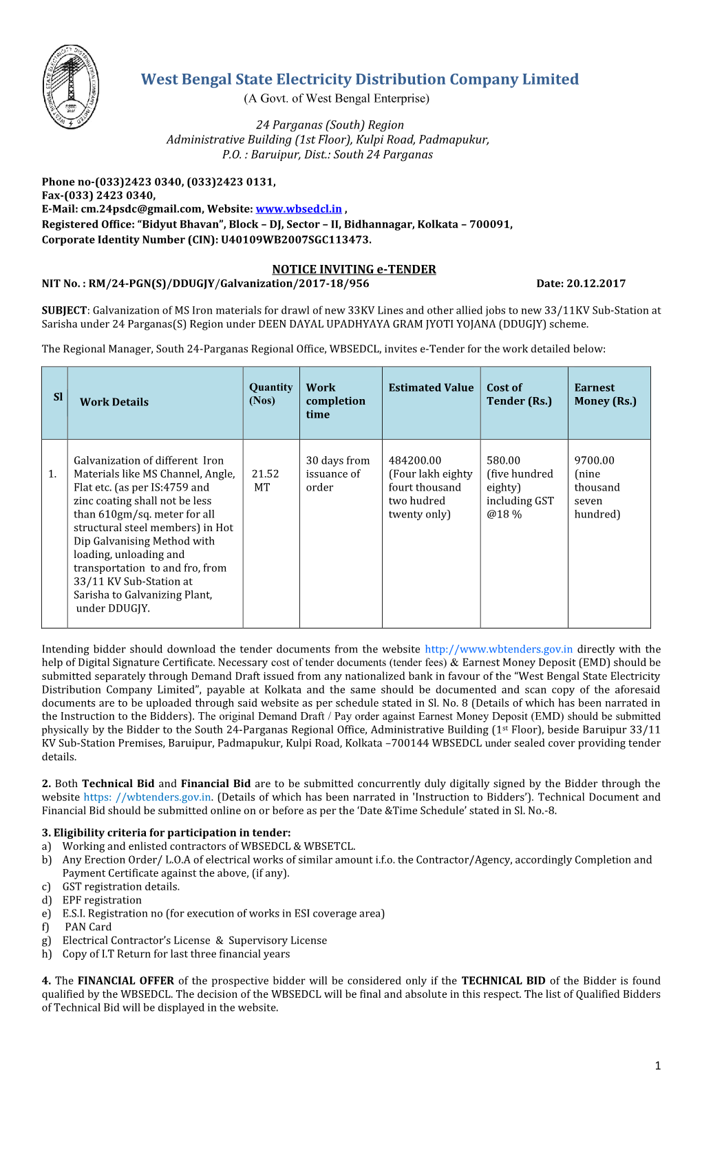 West Bengal State Electricity Distribution Company Limited (A Govt