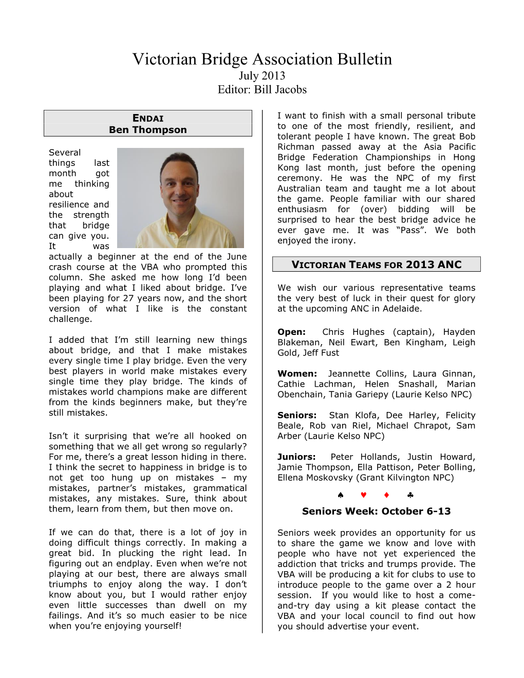 VBA Bulletin July 2013