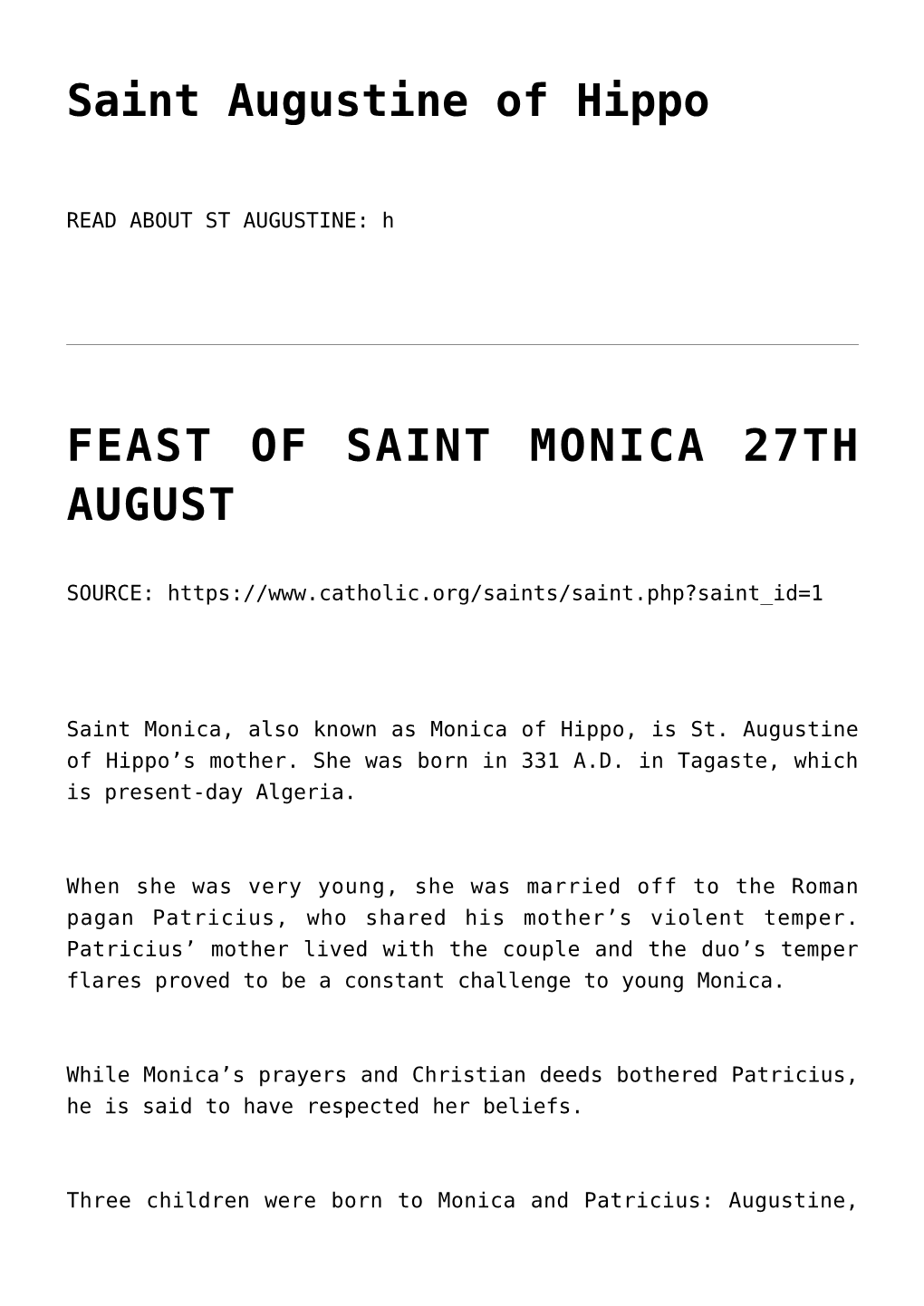 St Bridget of Sweden,MASS TIMES for the FEAST of THE