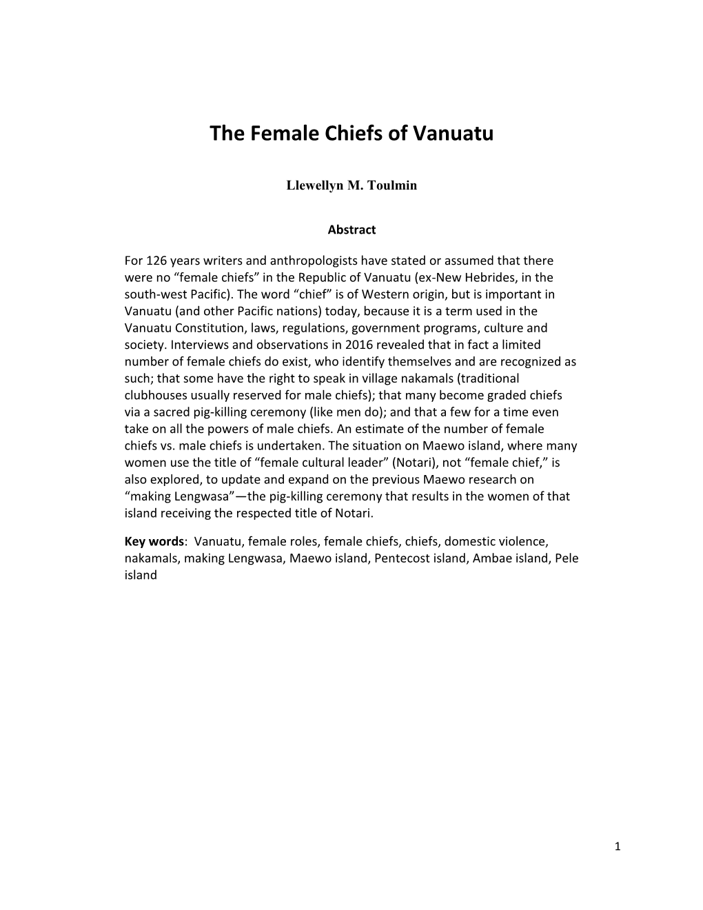 The Female Chiefs of Vanuatu