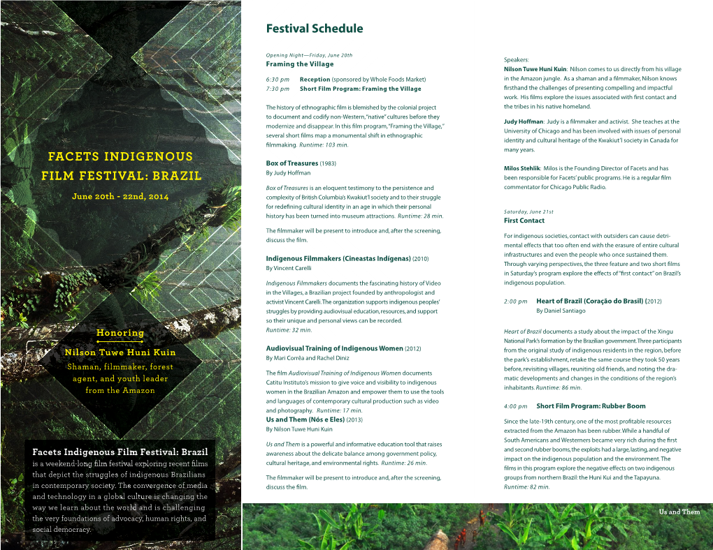 Facets Indigenous Film Festival: Brazil Festival Schedule