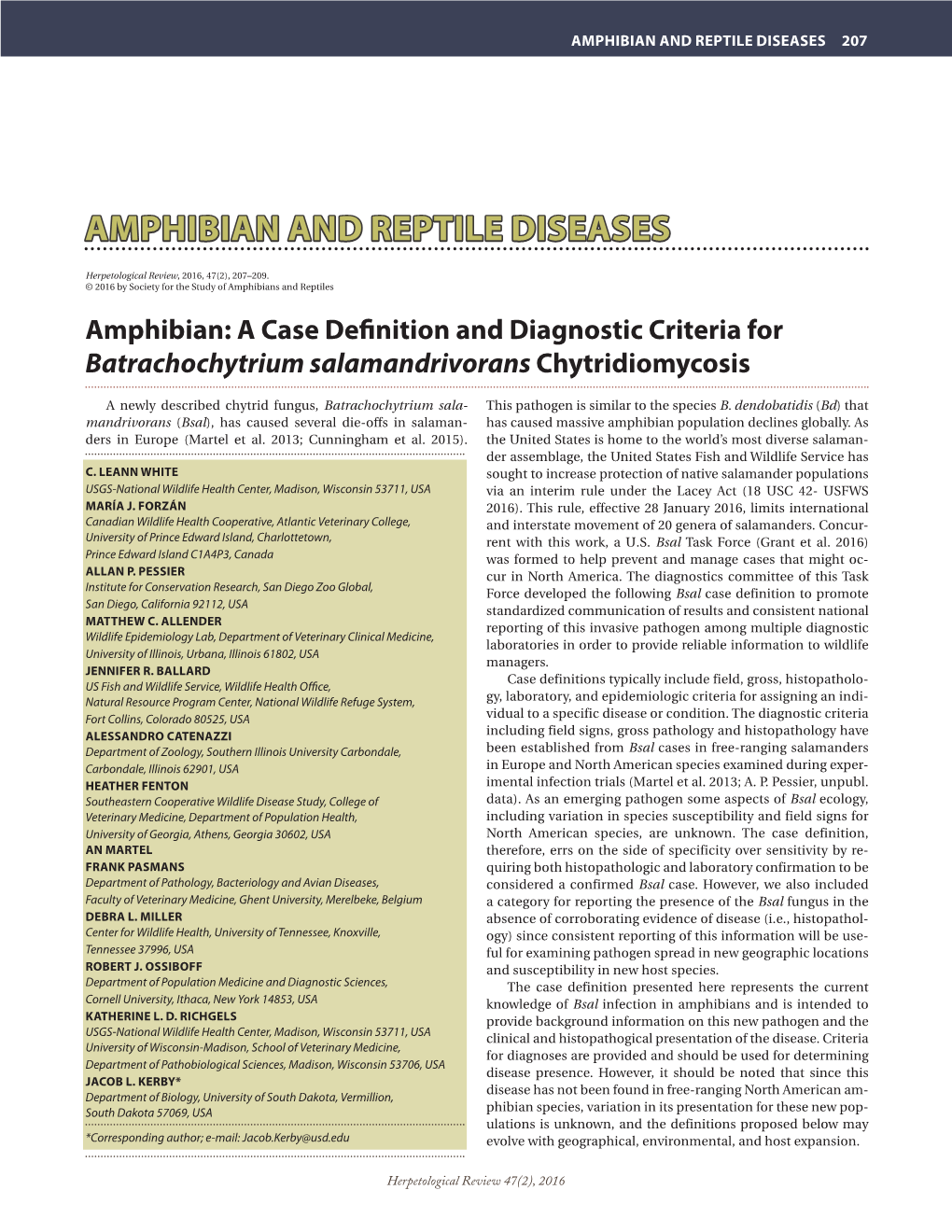 Amphibian and Reptile Diseases 207