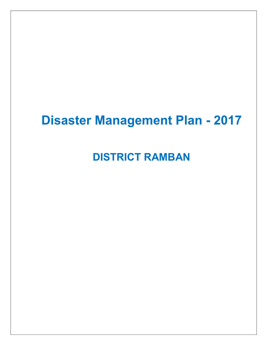 Disaster Management Plan - 2017