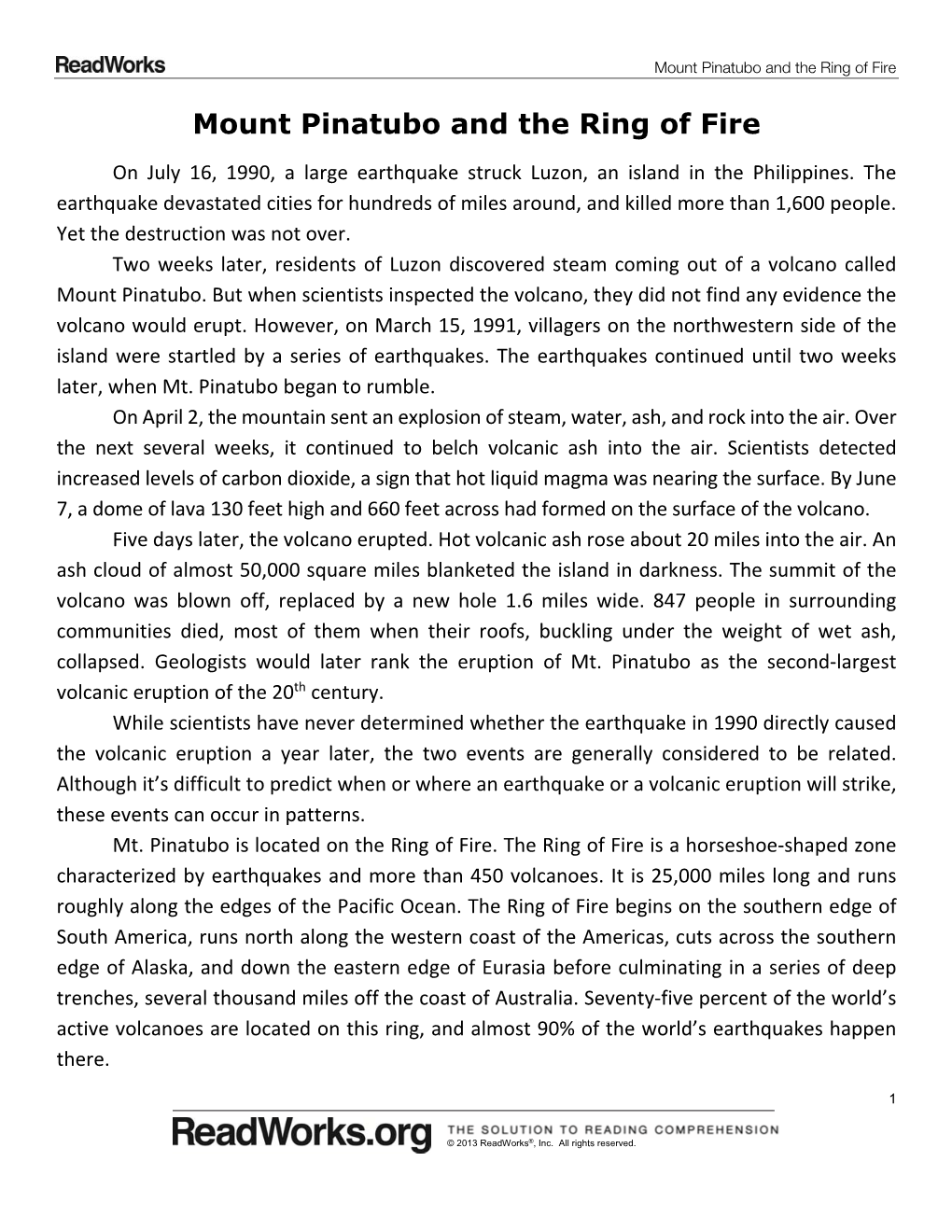 Mount Pinatubo and the Ring of Fire