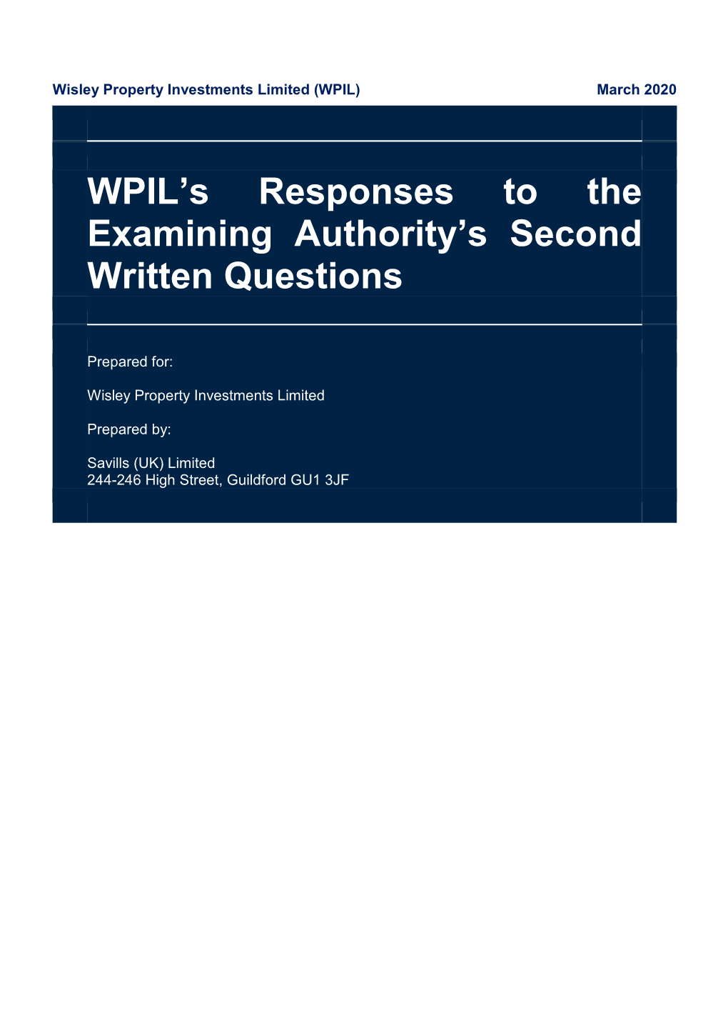 200303 WPIL Responses to Exa Q2 FINAL
