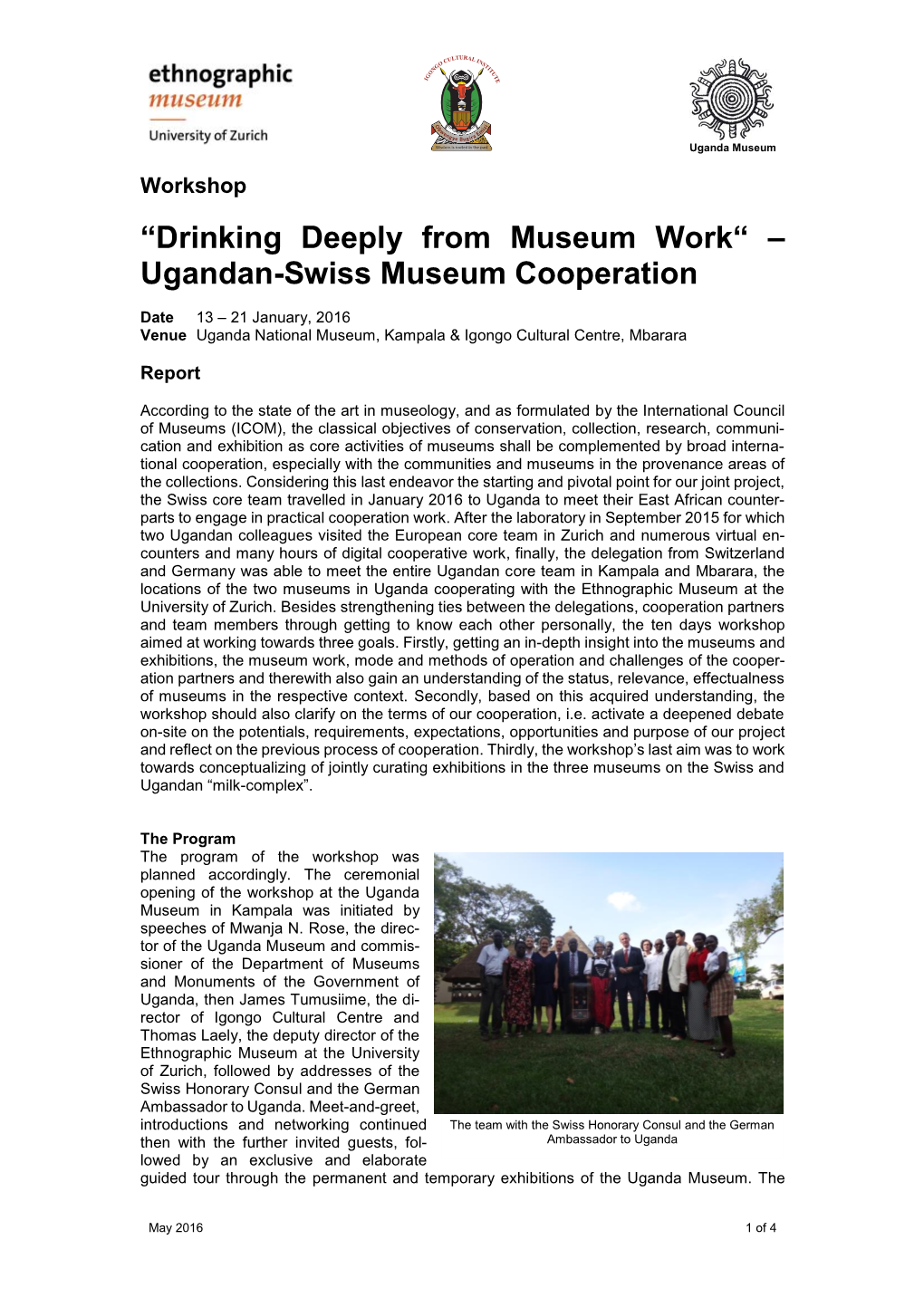 “Drinking Deeply from Museum Work“ – Ugandan-Swiss Museum Cooperation