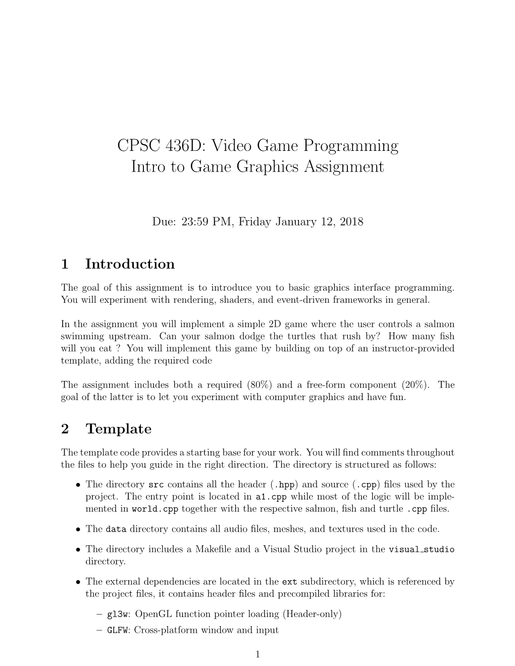 Video Game Programming Intro to Game Graphics Assignment