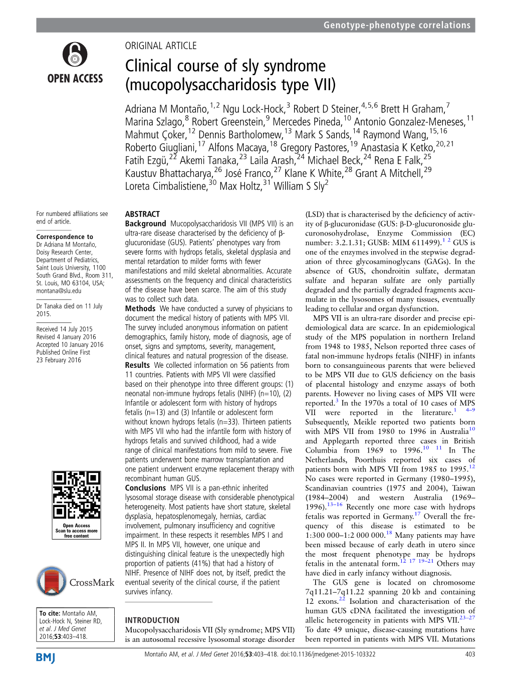 Mucopolysaccharidosis Type