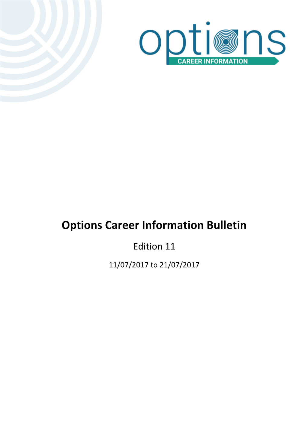 Options Career Information Bulletin Edition 11